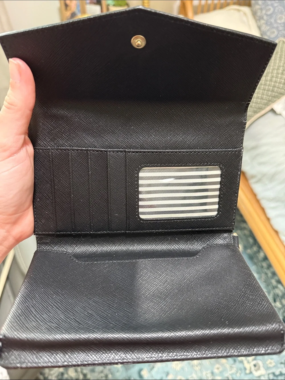 kate spade Black Wristlet Card & Key Holder with Gold Plaque